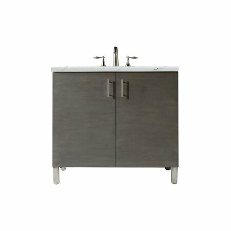 JAMES MARTIN VANITIES Metropolitan 36in Single Vanity, Silver Oak w/ 3 CM Ethereal Noctis Quartz Top 850-V36-SOK-3ENC